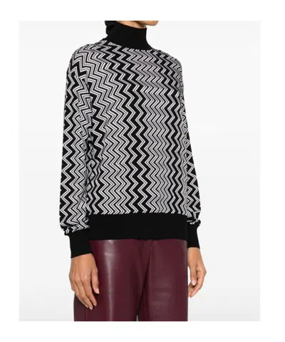 Missoni Embroidered Wool Blend Sweater In Black
