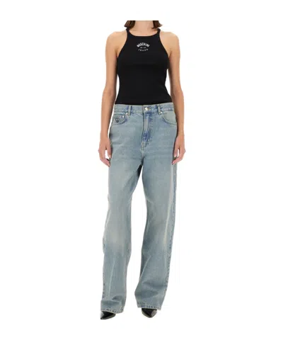 Moschino Relaxed Wide-leg Denim Pants In Black