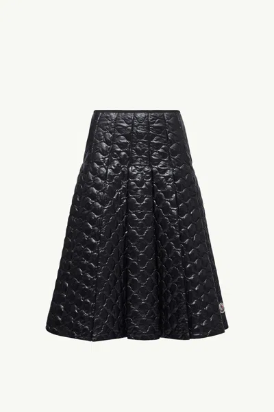 Moncler Black Padded Midi Skirt In Black