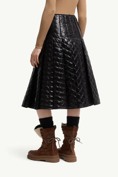 Moncler Black Padded Midi Skirt In Black
