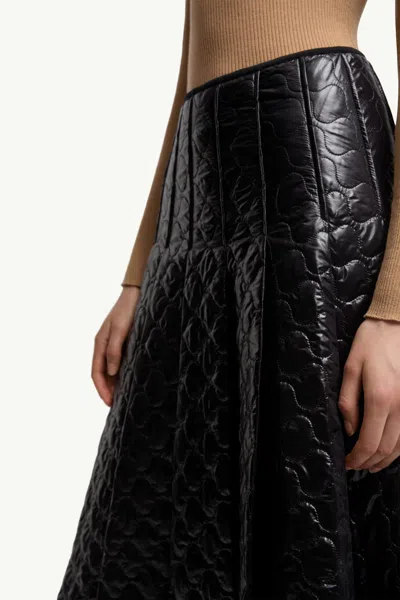 Moncler Black Padded Midi Skirt In Black