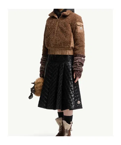 Moncler Black Padded Midi Skirt In Black