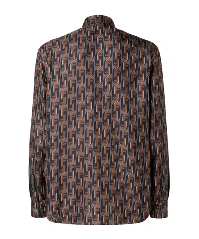 Fendi Nity Print Silk Long-sleeved Shirt In Multi
