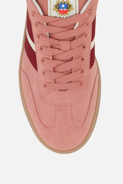 Bally Bocage Stripe Suede Sneakers In Pink