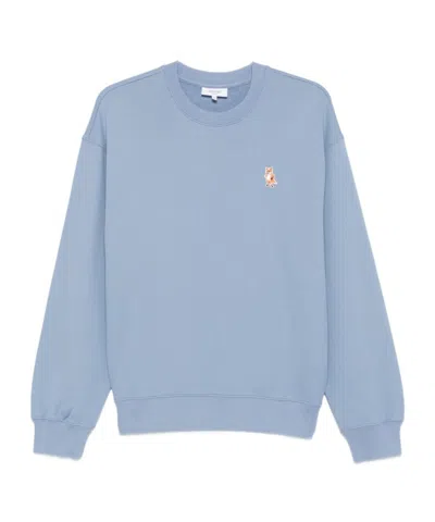 Maison Kitsuné Fox Head-patch Sweatshirt In Blue