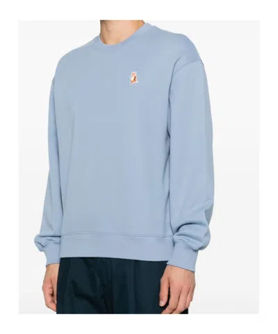 Maison Kitsuné Fox Head-patch Sweatshirt In Blue