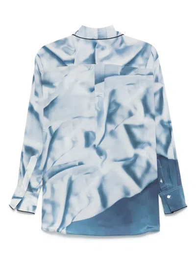 Victoria Beckham Satin Pyjama Shirt In Blue