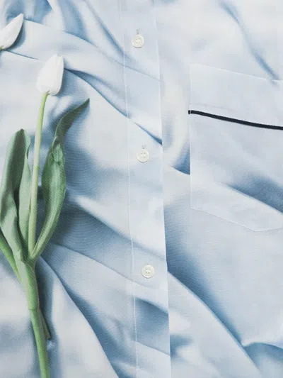 Victoria Beckham Satin Pyjama Shirt In Blue