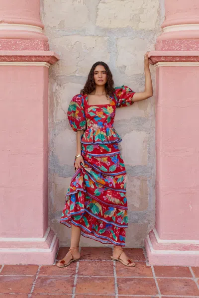 Marie Oliver Christie Floral-print Maxi Skirt In Red