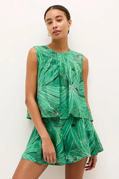 Marie Oliver Letta Pleated Tank Top In Green