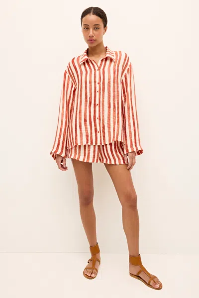 Marie Oliver Nico Linen Shirt In Tierra In Red