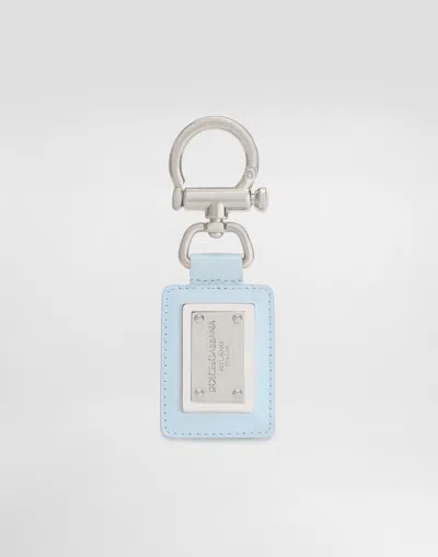 Dolce & Gabbana Smooth Calfskin Keyring In Blue
