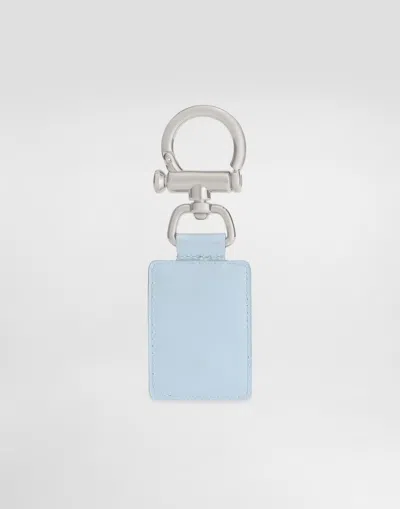 Dolce & Gabbana Smooth Calfskin Keyring In Blue