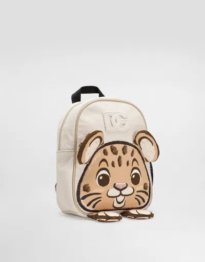 Dolce & Gabbana Printed Backpack With Dg Patch In White