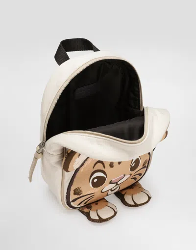 Dolce & Gabbana Printed Backpack With Dg Patch In White