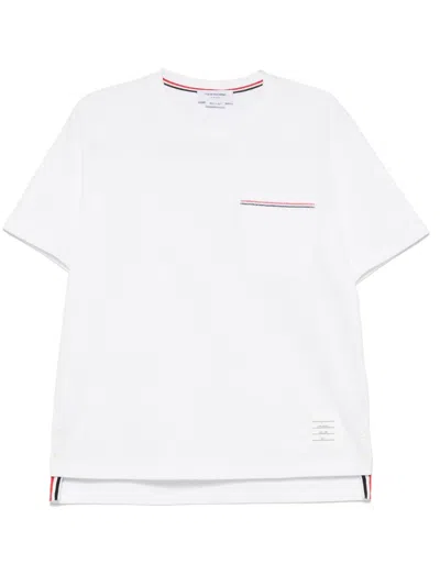 Thom Browne Oversized T-shirt With Embroidered Pocket Detail In Gold