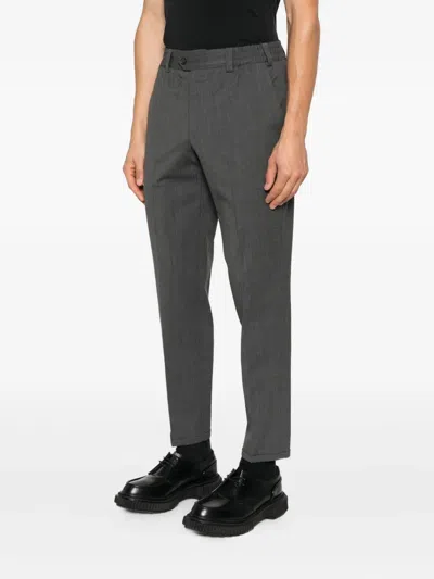 Pt Torino Grey Slim Pants With Concealed Closure In Virgin Wool Man In Gray