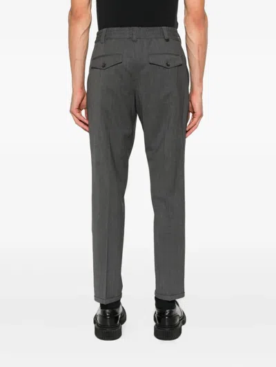 Pt Torino Grey Slim Pants With Concealed Closure In Virgin Wool Man In Gray