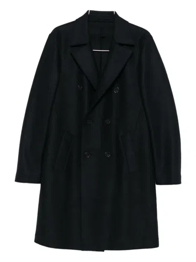 Harris Wharf London Double-breasted Tailored Coat In Virgin Wool In Black