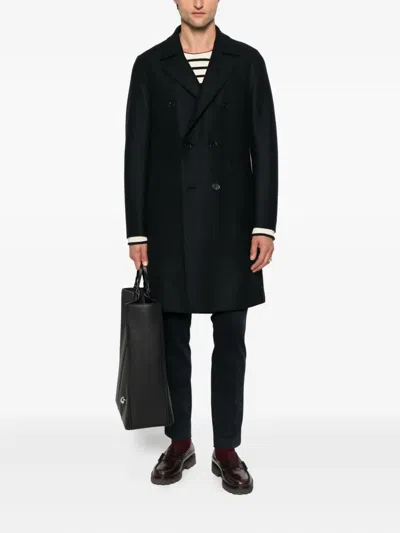 Harris Wharf London Double-breasted Tailored Coat In Virgin Wool In Black