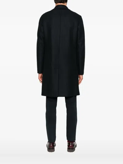 Harris Wharf London Double-breasted Tailored Coat In Virgin Wool In Black
