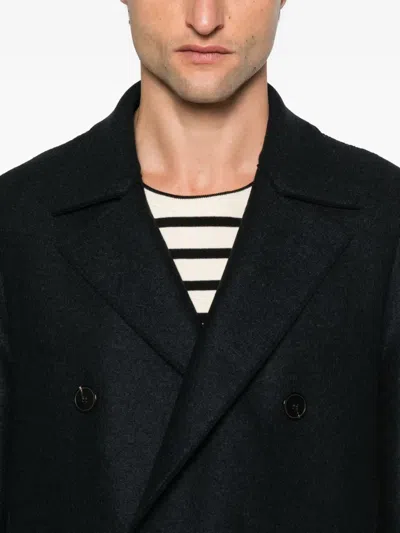 Harris Wharf London Double-breasted Tailored Coat In Virgin Wool In Black