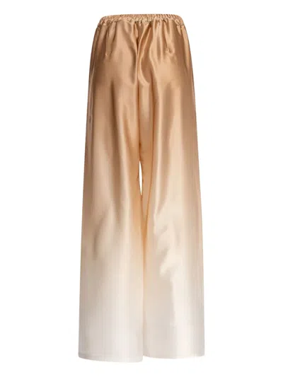 Sleep No More Beige Silk Trousers With Ombre Effect In Gold