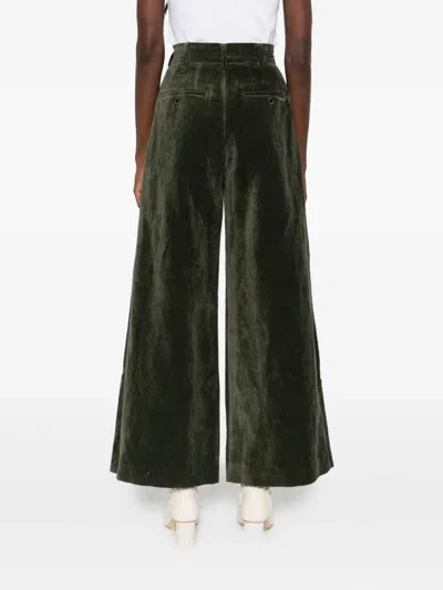 Uma Wang Pleated Velvet Trousers In Black