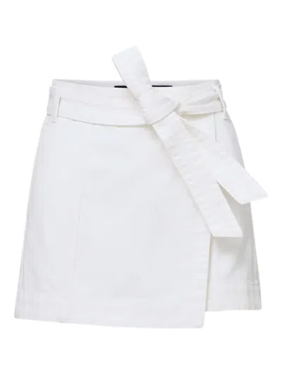 Veronica Beard Agee Belted Wrap Skort In White In White