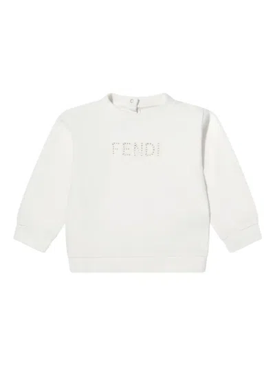 Fendi Logo-cut-out Sweatshirt In White
