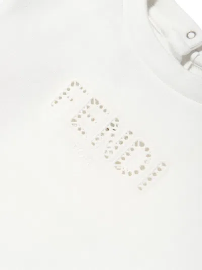 Fendi Logo-cut-out Sweatshirt In White