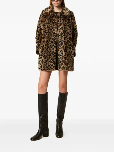 Twinset Coats Brown In Brown