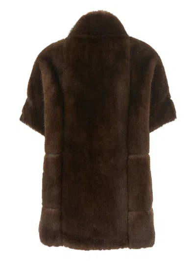 Valentini 1972 Semi-sleeveless Jacket In Faux Mink Fur. In Brown