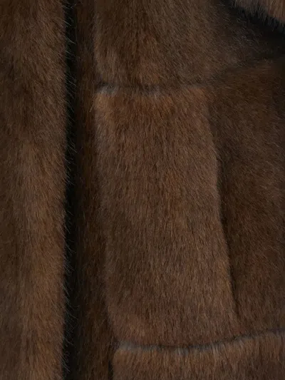 Valentini 1972 Semi-sleeveless Jacket In Faux Mink Fur. In Brown