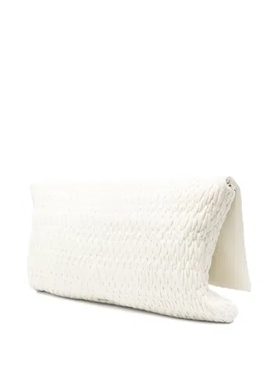 Pre-owned Miu Miu 2000s Quilted Clasp Bag In White