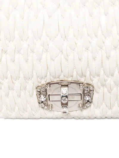 Pre-owned Miu Miu 2000s Quilted Clasp Bag In White