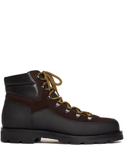 Scarosso Leather Suede Lace-up Boots In Brown