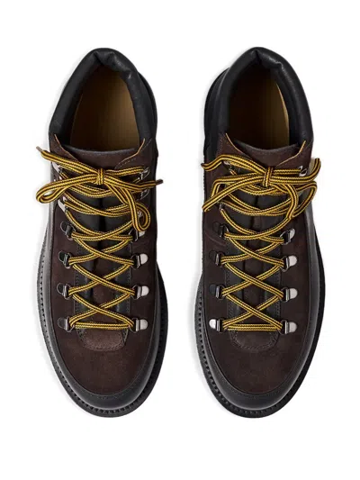 Scarosso Leather Suede Lace-up Boots In Brown