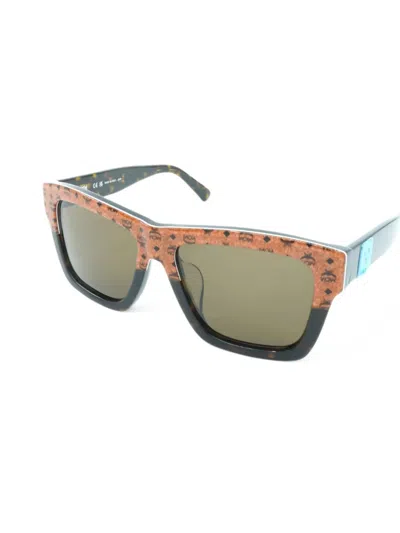 Mcm Logo-plaque Square-frame Sunglasses In Brown