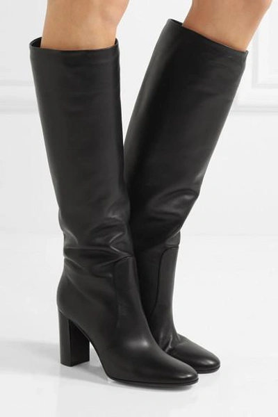 Shop Gianvito Rossi 85 Leather Knee Boots In Black