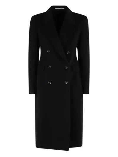 Tagliatore Double-breasted Jacket With Structured Shoulders And Flap Pockets In Black