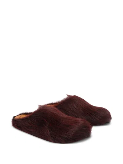 Marni Colorful Calf Hair Slip-on Shoes In Brown