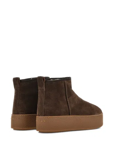Hogan Ankle Height Platform Boots With Pull Tab In Brown