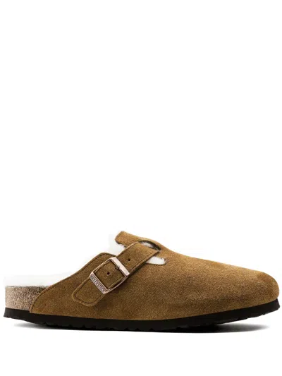 Birkenstock Mink Suede Leather Boston Mule In Multi