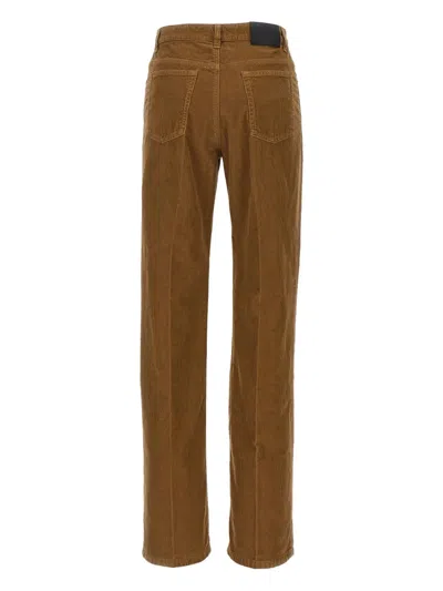 Saint Laurent Corduroy Trousers With Belt Loops And Pockets In Green