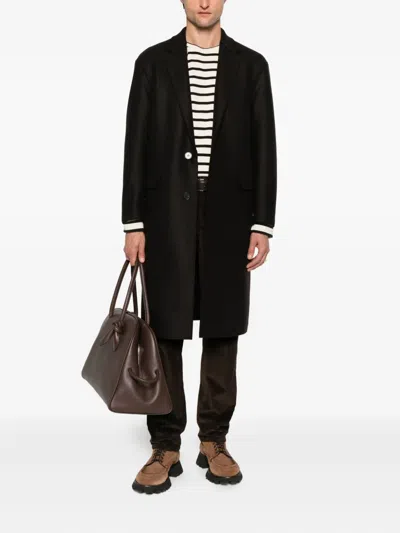Harris Wharf London Tailored Long Coat With Classic Lapel In Brown