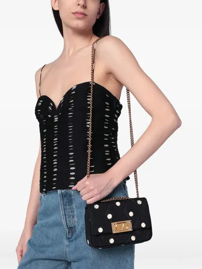 Valentino Quilted Bag With Chain Strap And Studded Rivets In Black