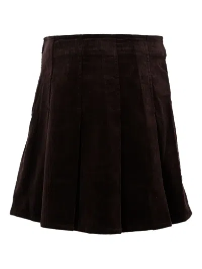 Polo Ralph Lauren Pleated Corduroy Skirt In Black
