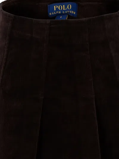 Polo Ralph Lauren Pleated Corduroy Skirt In Black