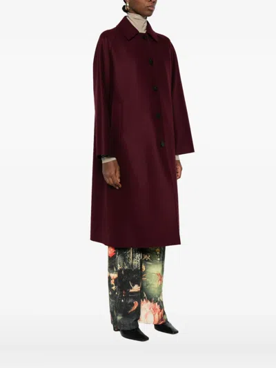 Harris Wharf London Wool Raglan Sleeve Coat With Welt Pockets In Burgundy
